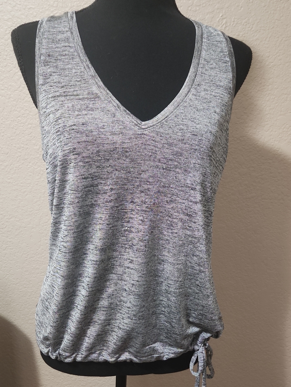 Express Gray Heather V-Neck Tank with Side Tie
